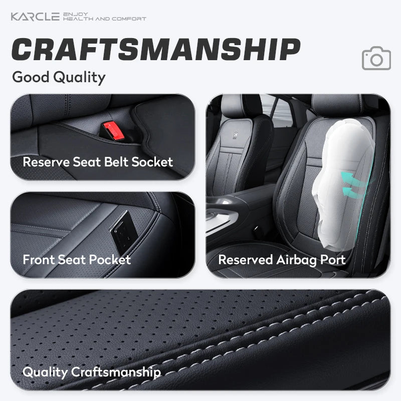 Nappa Leather Car Seat Cover Full Set 5 Seater Breathable Seat Cushion Cover Anti-Slip Full Wrap Driver Car Seat Protectors