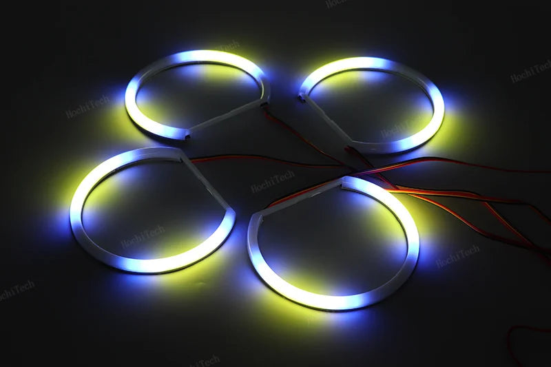 For BMW 3 5 7 Series E46 E39 E38 Colorful RGBW Cotton LED Angel Eyes Revolving Dynamic Light Sequential Flowing with Turn Signal