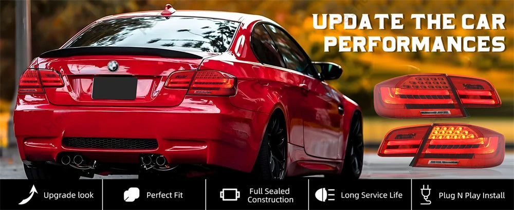 Pair Full LED Taillights For BMW 3 Series E92 M3 coupe 328i 335i 330i 2006 - 2012 Taillamp Rear Lamp Brake Fog Turn Signal Light
