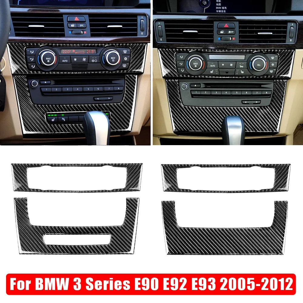 For BMW E90 E92 E93 3 Series Accessories Car Interior Real Carbon Fiber Air Conditioning CD Console Panel Cover Trim Car Styling