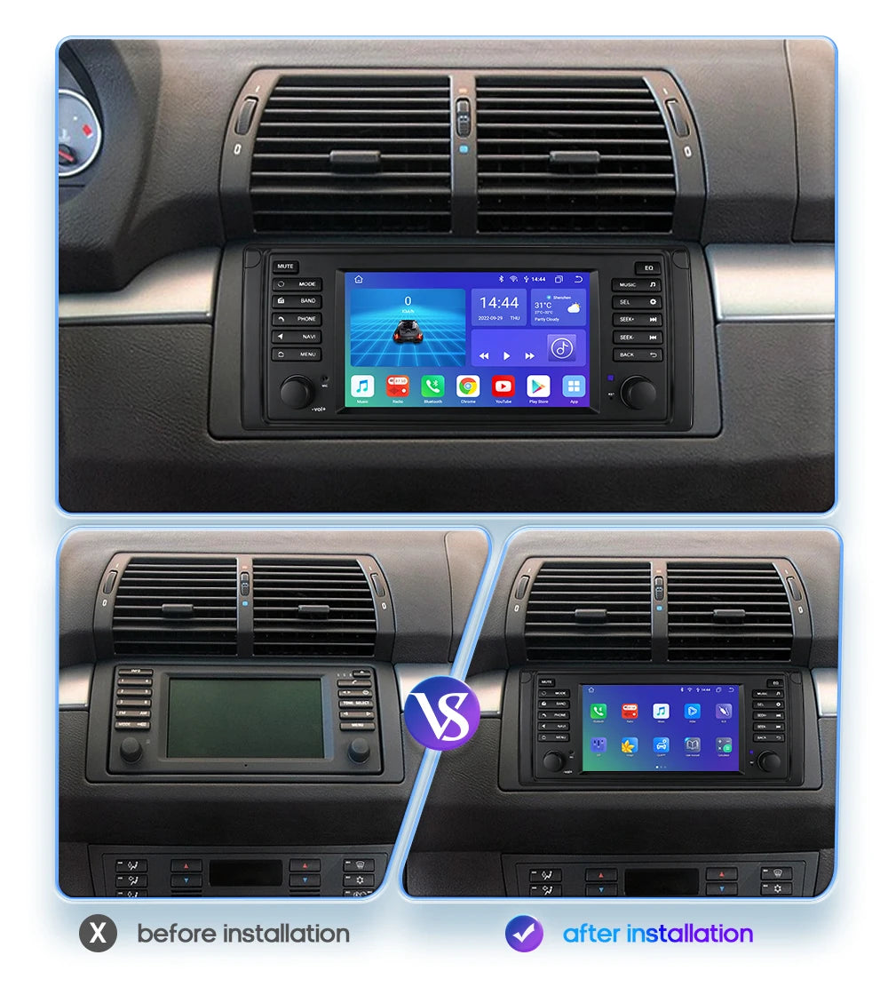 Hizpo Car Intelligent Systems for BMW 5 Series E39 X5 E53 M5 1996-2003 Multimedia 2din Autoradio Android 13 Auto Carplay 7862 4G