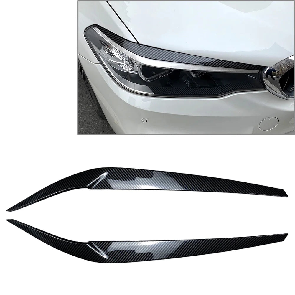 Car Front Headlight Eyebrow Eyelid Cover Trim For BMW 5 Series G30 G31 G38 F90 M5 525I 530I 540I 2017 2018 2019 2020 2021