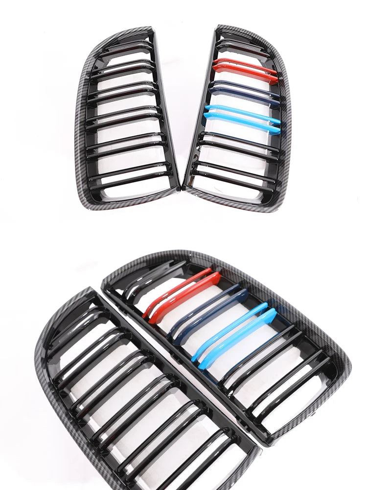 Kidney Front Grill Carbon Fiber M Color Chrome Gloss Matte Black Grille For BMW 3 Series E90 E91 Pre-Facelift 2005-2008 320i 330