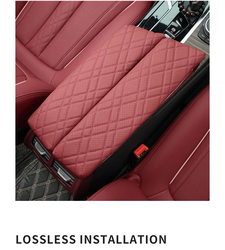 Car Armrest Box Cover Cushion PU Leather Center Console Armrest Protector Pad For BMW 5 Series G30 G32 6GT 2018-2023 Accessories