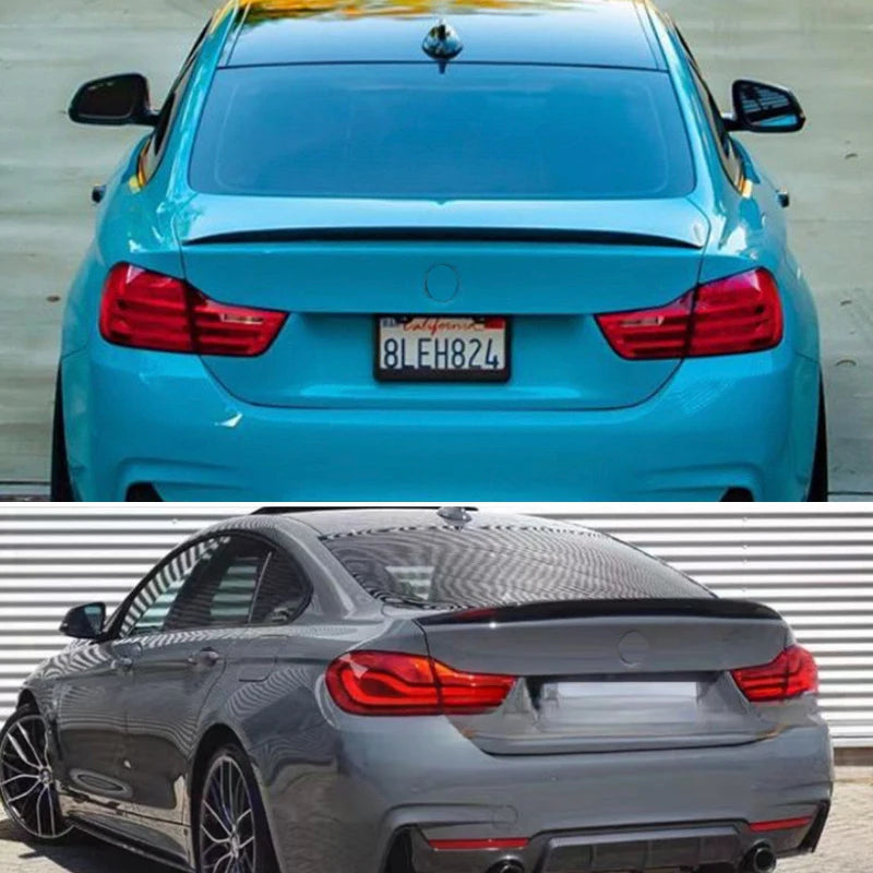 For BMW 4 Series F32 F33 F36 2014-2020 Carbon Fiber Rear Bumper Lip Trunk Spoiler  MP M4 PSM Style Wing Tail Kit Gloss Black