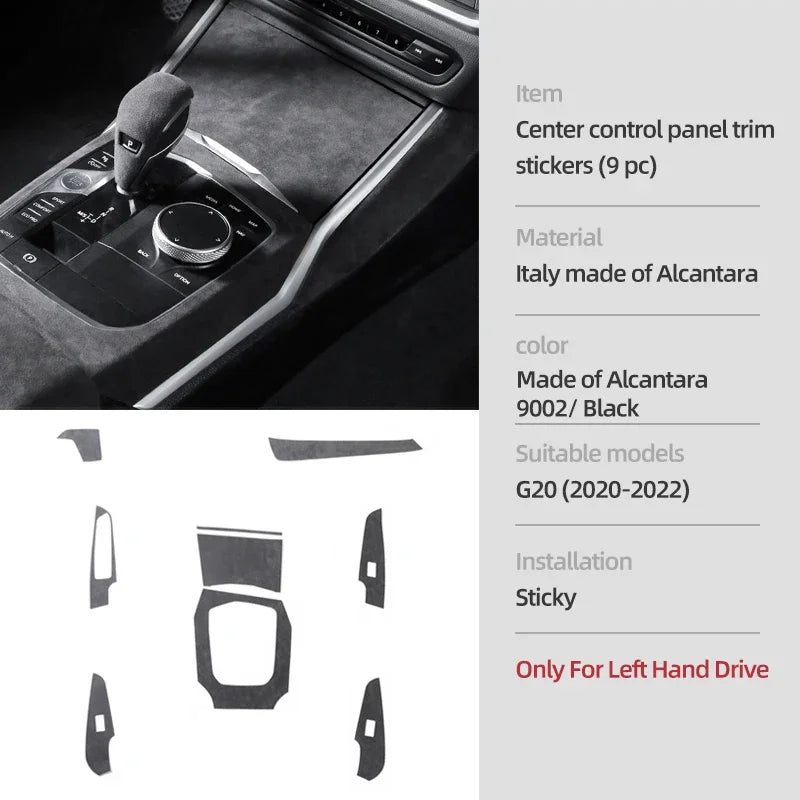 For BMW G20 G28 G23 Serie 3 4 Made of Alcantara Center Console Gear Shift Knob Panel Cover Trim Sticker Car Interior Accessories