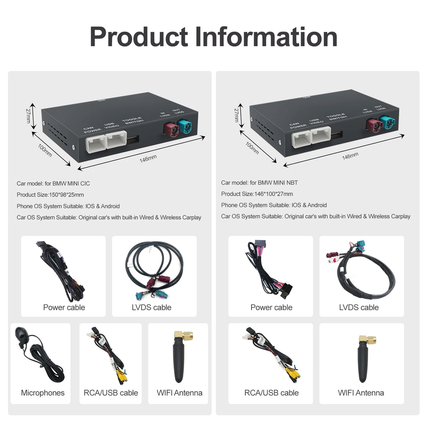 Wireless CarPlay Android For BMW NBT CIC System 1 2 3 4 5 Series X1 X3 X4 X5 F20 F21 F30 F31 F34 F10 F48 F25 F26 F15 F60 F10 E84