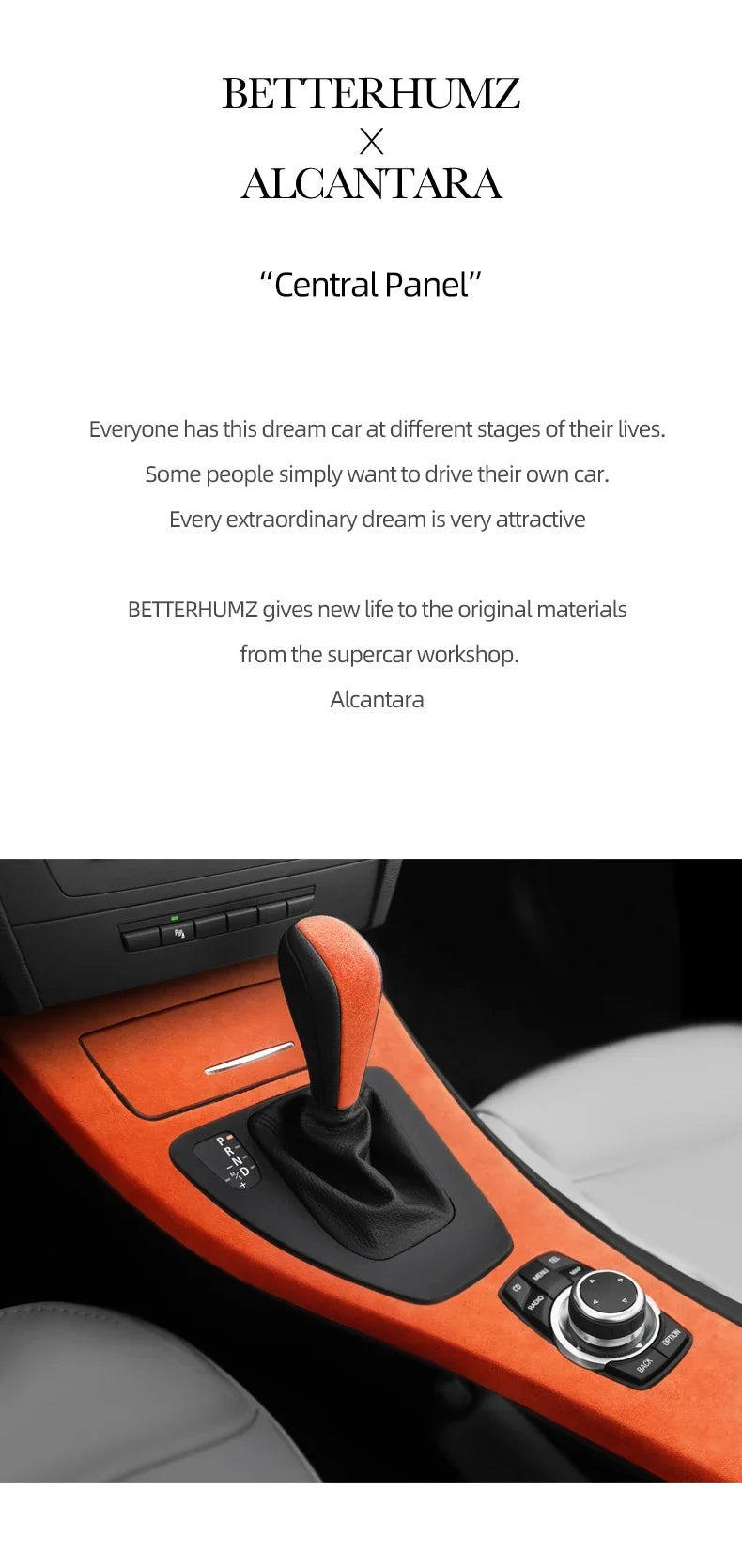 Betterhumz For BMW 3 Series E90 E92 E93 Car Interior Trim Made of Alcantara Center Console Gear Shift Panel Cover Accessories