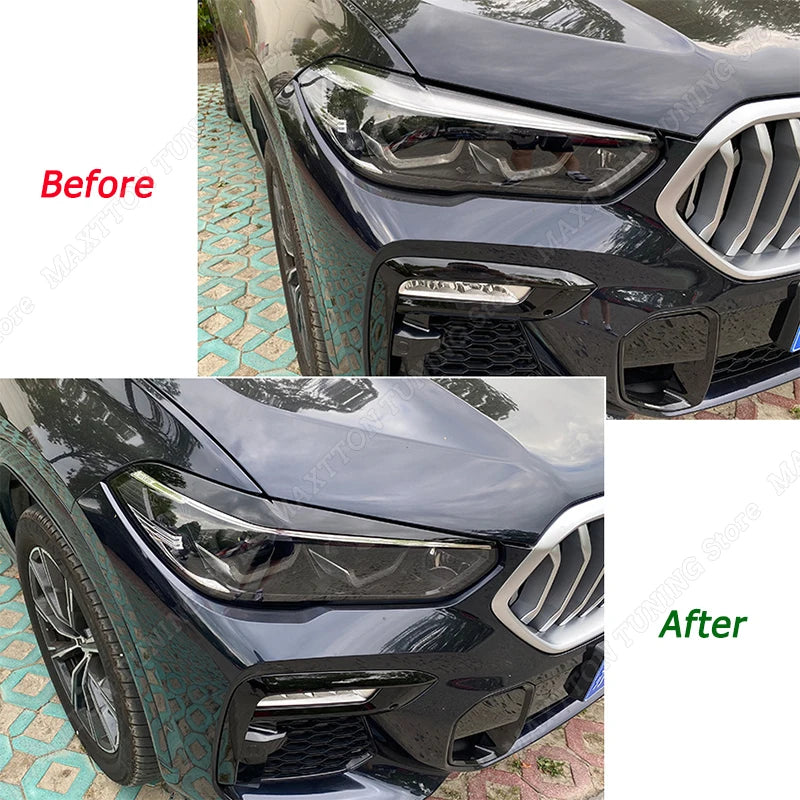 For BMW X5 G05 X6 G06 30i 30d 35i 35d M50i M50d 2018-2023 Car Headlights Eyebrow Eyelids Cover Gloss Black Body Kit Tuning ABS