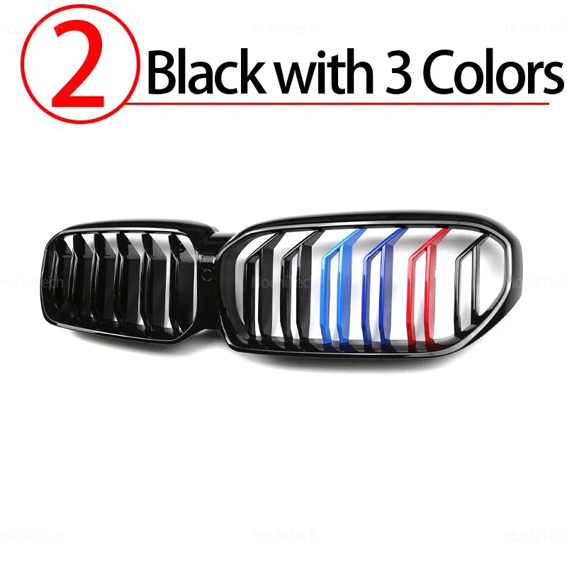 For BMW 5 Series G30 G38 G31 F90 M5 LCI 2020-2023 Car Front Bumper Grille Racing Grills Replacement 2 Slat Gloss Black Grilles