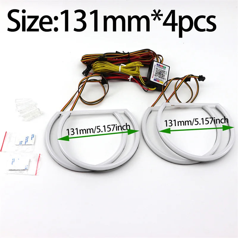 For BMW 3 5 7 Series E46 E39 E38 Colorful RGBW Cotton LED Angel Eyes Revolving Dynamic Light Sequential Flowing with Turn Signal