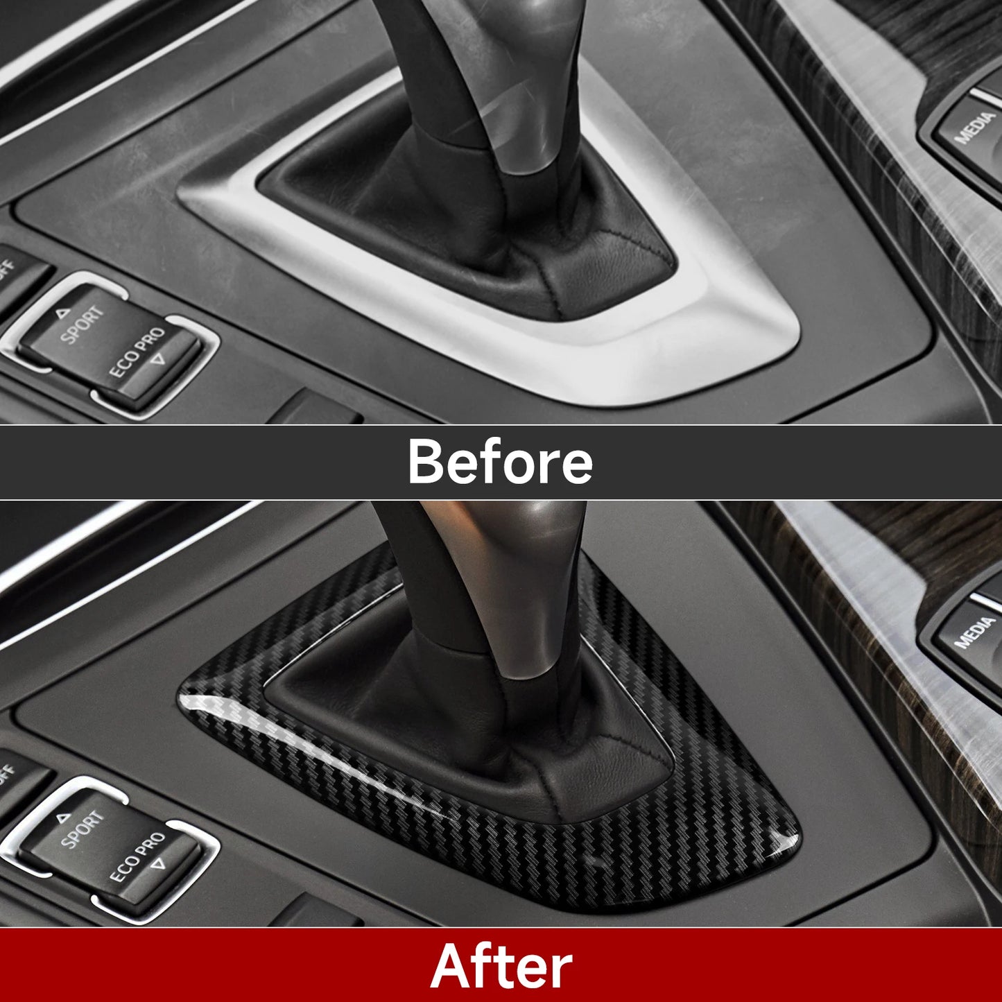 Car Center Console Dashboard Gear Shifter Panel For BMW F30 F31 F34 3GT F32 F33 F36 Trim Accessories, Carbon Fiber ABS Sticker