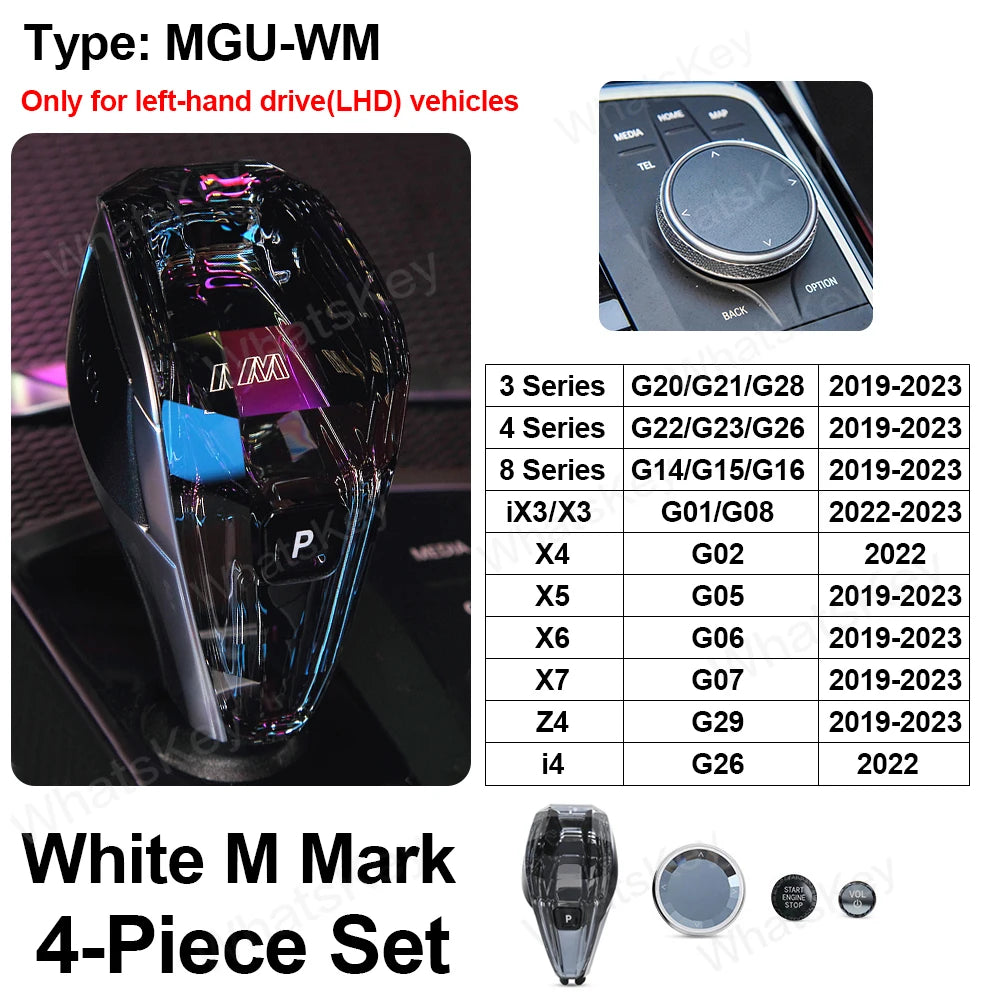 4 Piece Set Crystal Gear Shift Knob Lever For BMW G20 G21 iX3 G08 X3 G01 X6 G06 X7 G07 X5 G05 Automatic Crystal Gear Handle