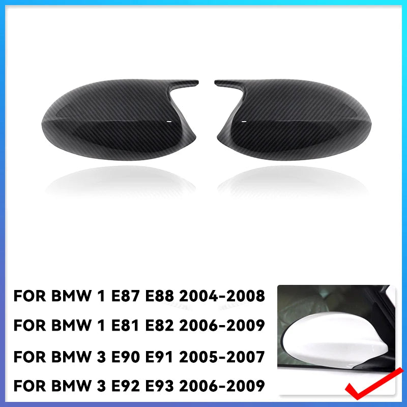2xMirror Cover E90 Car Side Door Rearview Side Mirror Cover Cap For BMW E90 E91 2005-2007 E92 E93 2006-2009 M3 Style E80 E81 E87