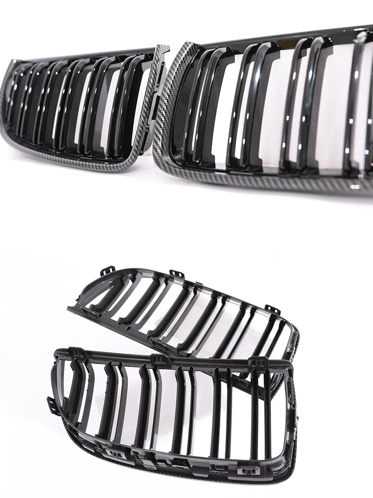 Kidney Front Grill Carbon Fiber M Color Chrome Gloss Matte Black Grille For BMW 3 Series E90 E91 Pre-Facelift 2005-2008 320i 330