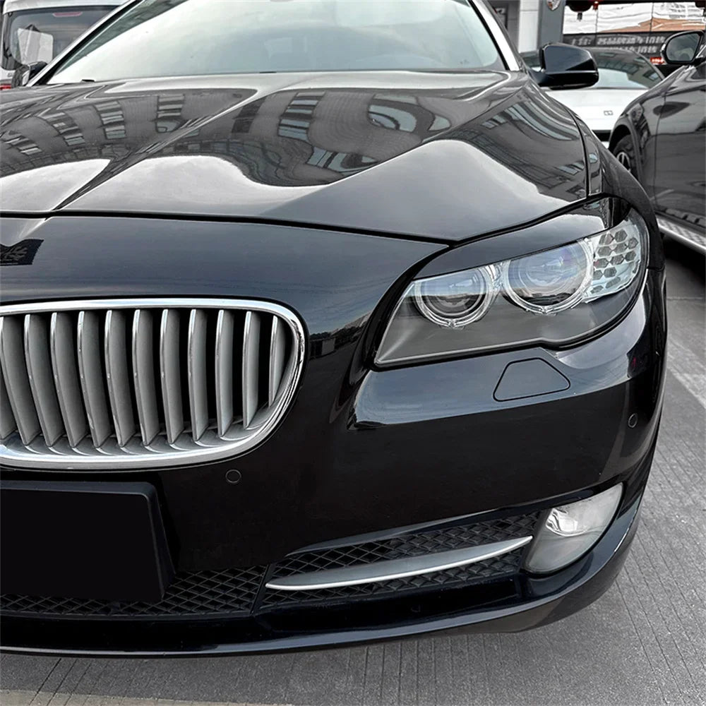 2Pcs ABS Gloss Headlight Evil Eyebrows Eyelids For BMW F10 F11 5 Series 518d 520d 523i 530i 530d 550i M5 2009-2017 3D Stickers