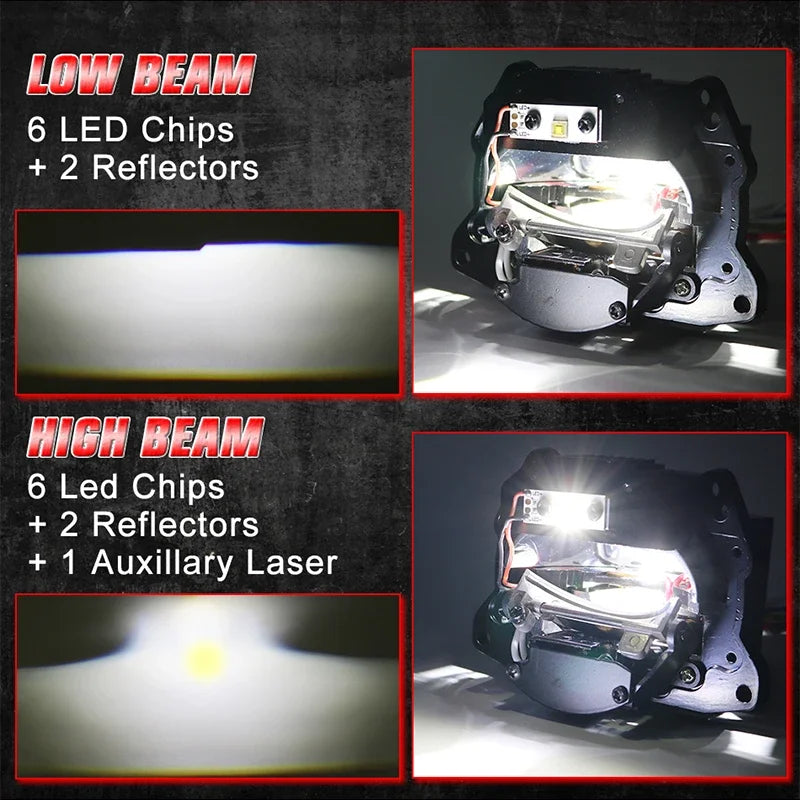 160W Bi-LED Laser Pro Projector Lenses 3 inch Headlight LED Lamp For Hella 3R G5 Frame Car Styling Retrofit High/Low Beam Lens