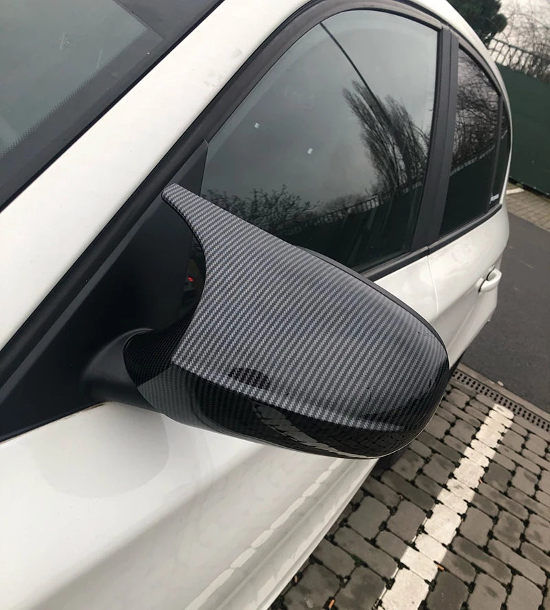 Carbon Fiber Pattern Black Side Mirror cover Caps Replacement for BMW E90 E91 2005-2011 E92 E93 2006-2013 E81 E82 E88 E87 E88