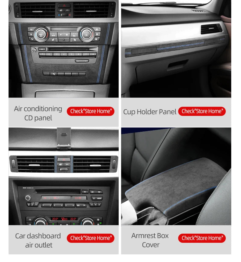 For BMW Series 3 E90 E92 E93 2005-2012 Car Interior Gear Shifter Panel Trims Stickers Made of Alcantara Performance Accessories