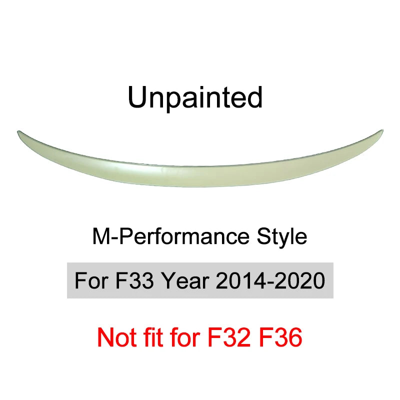 For BMW 4 Series F32 F33 F36 2014-2020 Carbon Fiber Rear Bumper Lip Trunk Spoiler  MP M4 PSM Style Wing Tail Kit Gloss Black