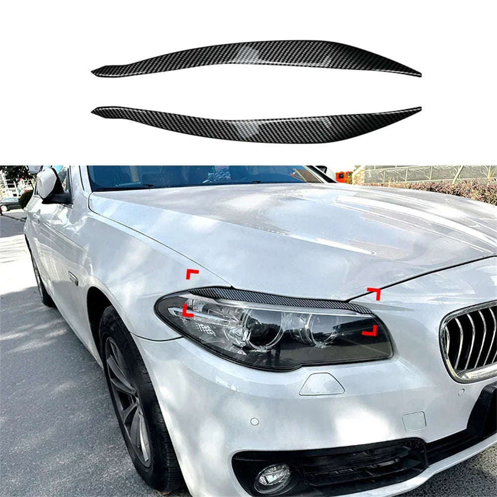 2Pcs ABS Gloss Headlight Evil Eyebrows Eyelids For BMW F10 F11 5 Series 518d 520d 523i 530i 530d 550i M5 2009-2017 3D Stickers
