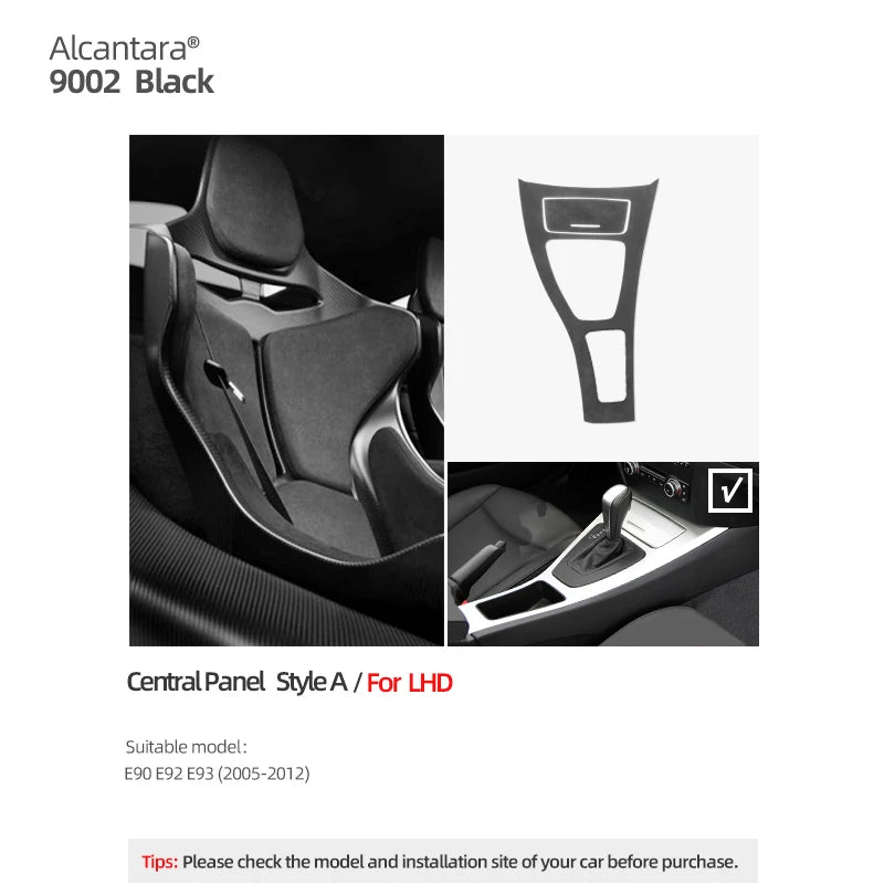 Betterhumz For BMW 3 Series E90 E92 E93 Car Interior Trim Made of Alcantara Center Console Gear Shift Panel Cover Accessories