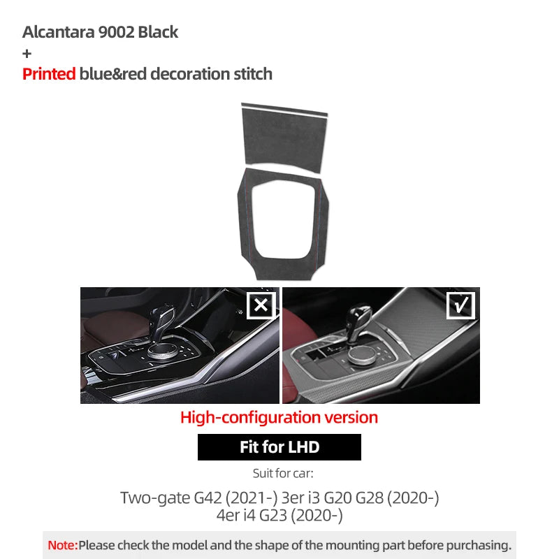 For BMW G20 G23 G28 G42 i3 Made of Alcantara Center Gear Shift Panel Trim Cover M Performance Sticker Car Interior Accessories