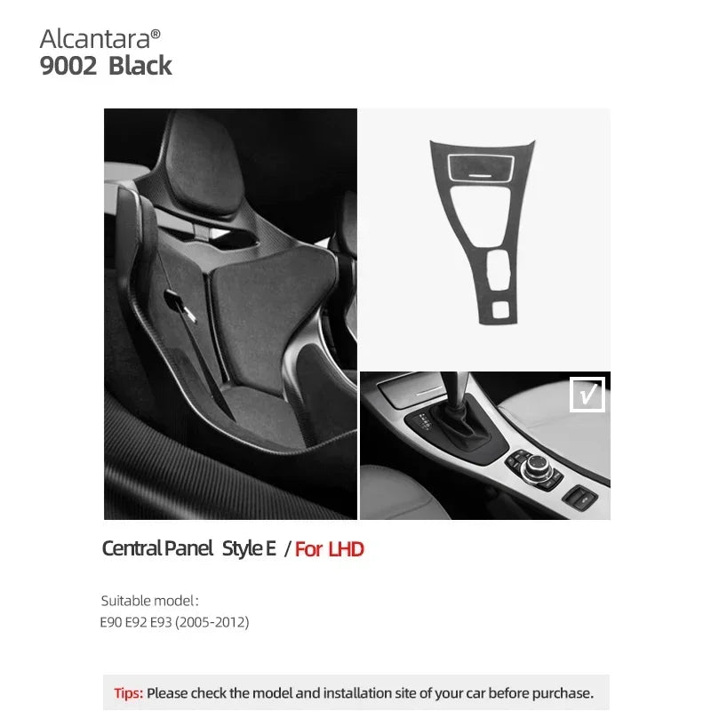 Betterhumz For BMW 3 Series E90 E92 E93 Car Interior Trim Made of Alcantara Center Console Gear Shift Panel Cover Accessories
