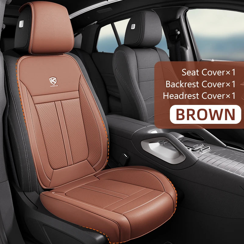Nappa Leather Car Seat Cover Full Set 5 Seater Breathable Seat Cushion Cover Anti-Slip Full Wrap Driver Car Seat Protectors