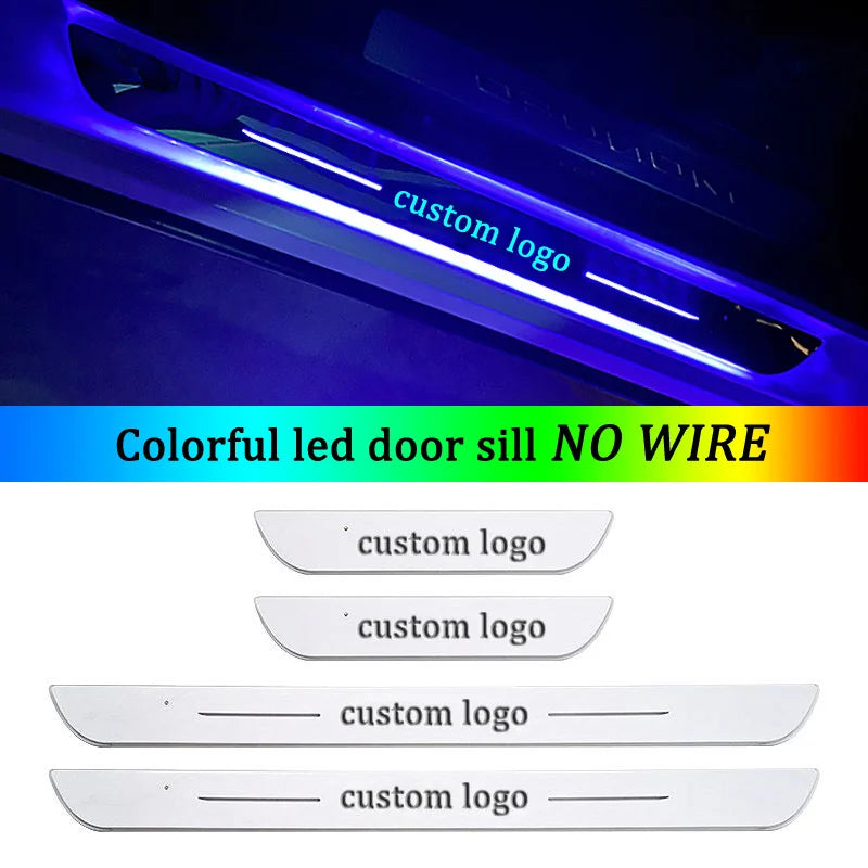 Customized Magnetic Car Door Sill Pedal Illuminated Lights Logo Infrared Sensor USB Charging Auto Scuff LED Threshold Plate Lamp