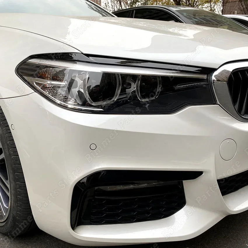 Car Front Headlight Eyelid Eyebrow For BMW 5 Series G30 G31 G38 F90 M5 525i 530i 540i 2017-2021 Headlamp Cover Trims 3D Stickers