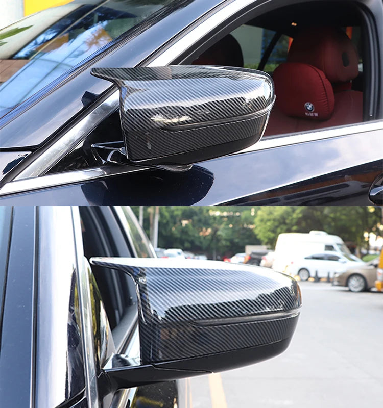 2Pcs Car Bright Black Side Rear View Mirror Cover Replacement For BMW 3 4 5 7 Series G20 G22 G30 G31 G38 G11 G12 2016 - 2022