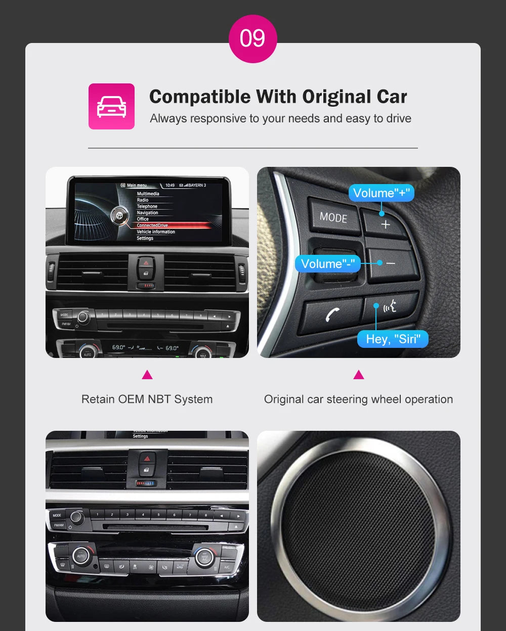 AUTOTOP 10.25" Linux Screen Wireless Carplay for BMW F30 F31 F32 F33 F34 F35 F20 F21 F22 NBT Retrofit Android Auto Multimedia BT