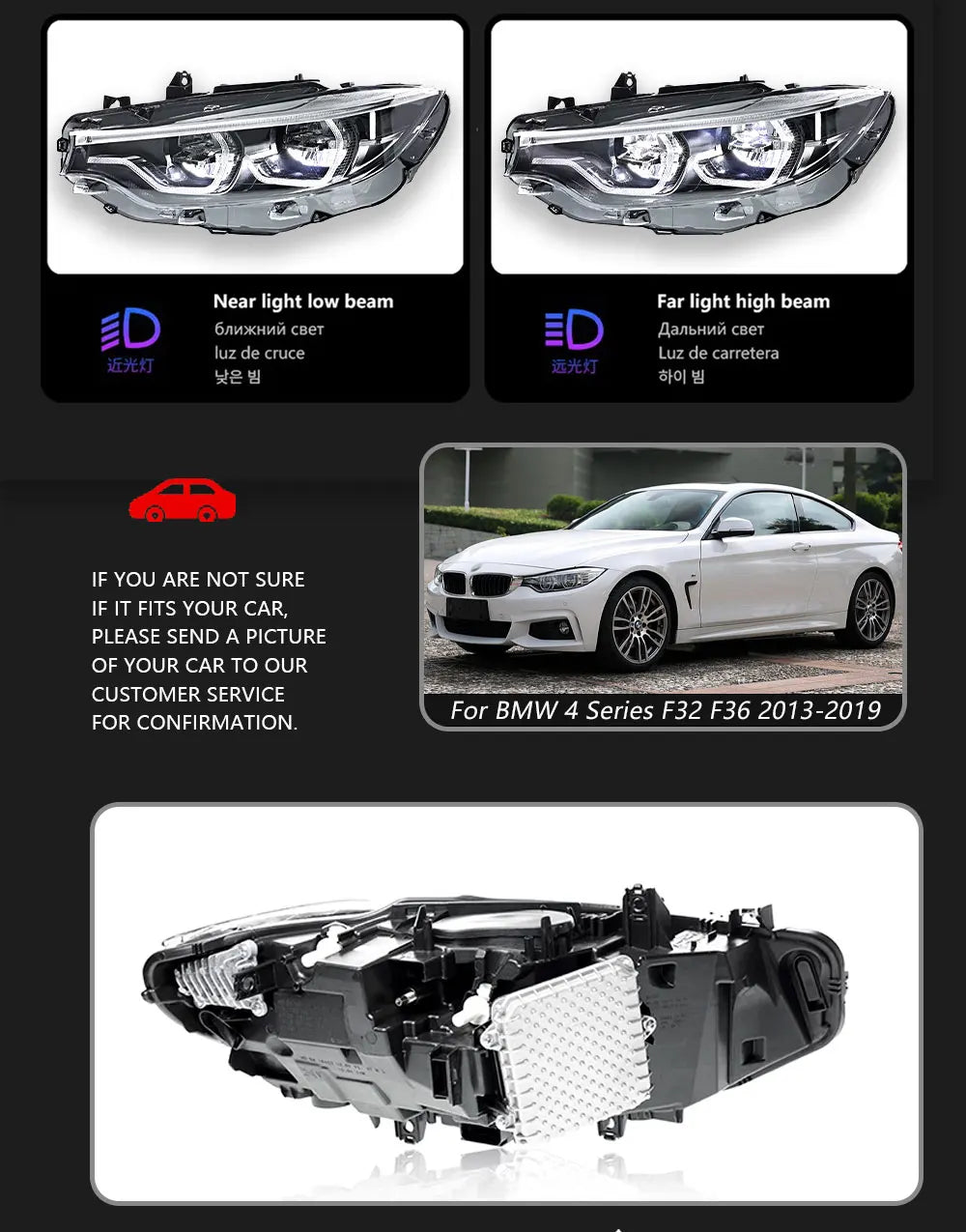 TYPY Head Lamp for BMW F32 F36 M4 F82 LED Headlight 2013-2019 Headlights 425I DRL Turn Signal High Beam Angel Eye Projector Lens