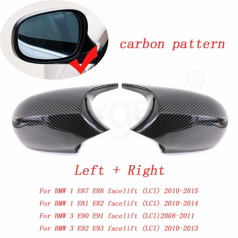Carbon Fiber Pattern Black Side Mirror cover Caps Replacement for BMW E90 E91 2005-2011 E92 E93 2006-2013 E81 E82 E88 E87 E88