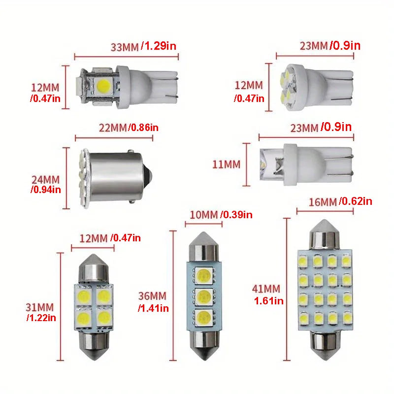 24pcs/Set Automobile LED Combination Light Car Interior Light T10 1156 Width Lamp Double-pointed Reading Light