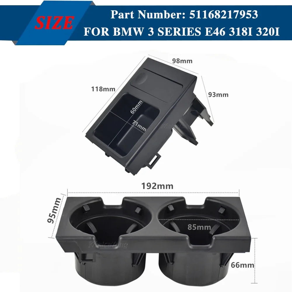 Car Center Console Water Cup Holder Beverage Bottle Holder Coin Tray For Bmw 3 Series E46 323i 318I 320I 98-06 51168217953