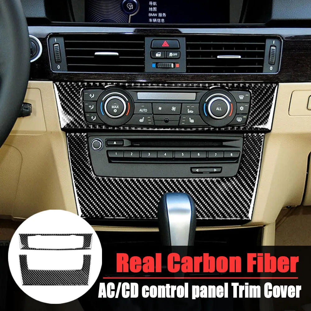 For BMW E90 E92 E93 3 Series Accessories Car Interior Real Carbon Fiber Air Conditioning CD Console Panel Cover Trim Car Styling