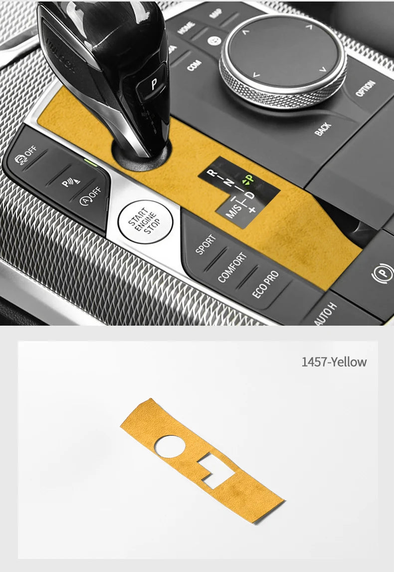 Made of Alcanrata For BMW G20 G22 G07 F44 i4 G29 X3 G01 X5 G05 G06 Gear Shifter Panel Frame Sticker Car Interior Trim Accessory