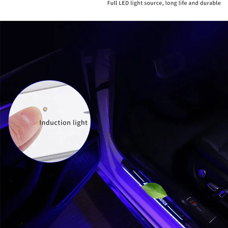 Customized Magnetic Car Door Sill Pedal Illuminated Lights Logo Infrared Sensor USB Charging Auto Scuff LED Threshold Plate Lamp