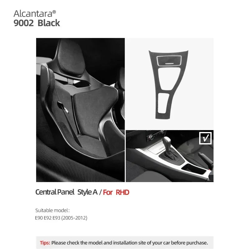 Betterhumz For BMW 3 Series E90 E92 E93 Car Interior Trim Made of Alcantara Center Console Gear Shift Panel Cover Accessories