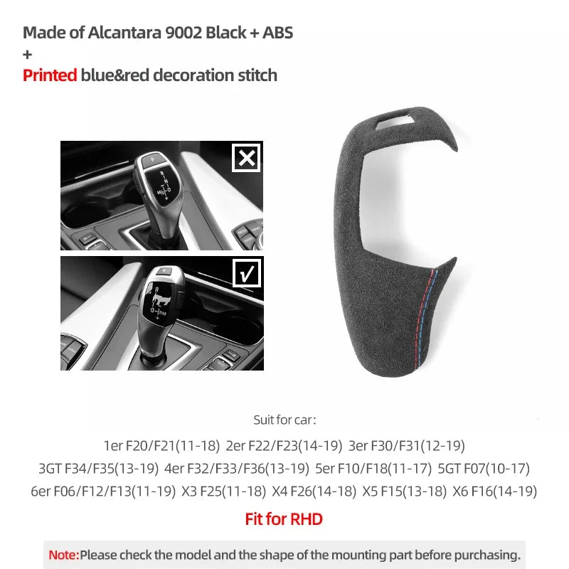 Betterhumz Car Gear Shift Knob Cover Trim for BMW F20 F30 F10 F31 F32 F36 F34 F22 X3 X4 X5 X6 Suede Panel Interior Accessories