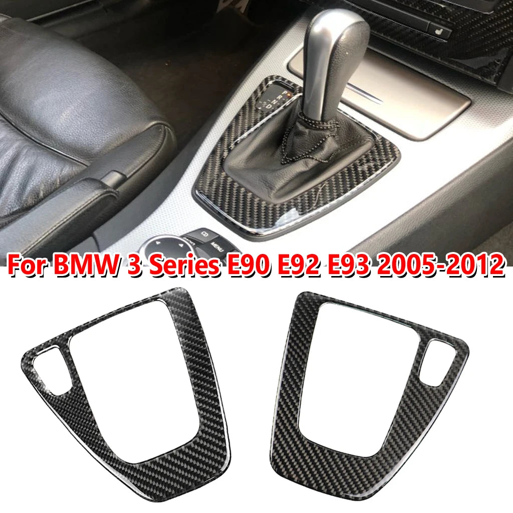 Car Gear Shift Panel Knob Cover Real Carbon Fiber Auto Box Interior Stickers For BMW 3 Series E90 E92 E93 2005-2012 New