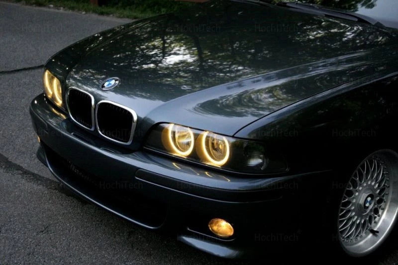 For BMW 5 Series E39 525i 528i 530i 540i White Yellow Dual and White Cotton LED Angel Eyes Kit  Ring DRL Turn Signal Light