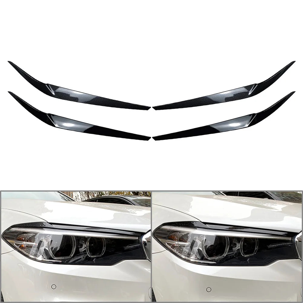 Car Front Headlight Eyebrow Eyelid Cover Trim For BMW 5 Series G30 G31 G38 F90 M5 525I 530I 540I 2017 2018 2019 2020 2021