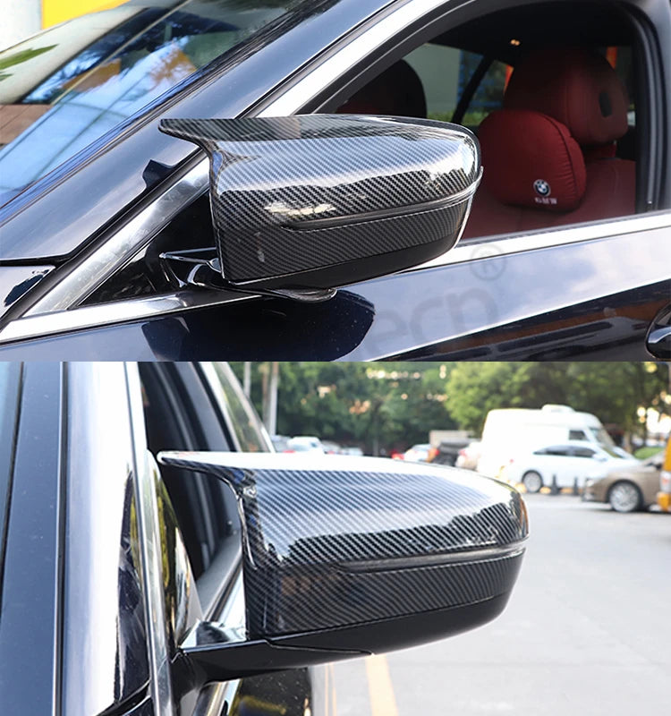 2Pcs Car Bright Black Side Rear View Mirror Cover Replacement For BMW 3 4 5 7 Series G20 G22 G30 G31 G38 G11 G12 2016 - 2022