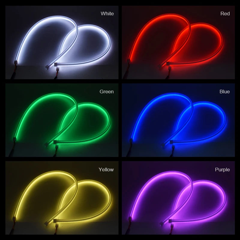 2PCS RGB Car LED Daytime Running Lights APP/Remote Control Flexible Auto Headlight Strips DRL Flowing Turn Signal Lamps 60cm 12V