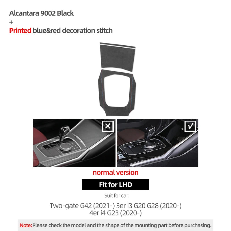 For BMW G20 G23 G28 G42 i3 Made of Alcantara Center Gear Shift Panel Trim Cover M Performance Sticker Car Interior Accessories