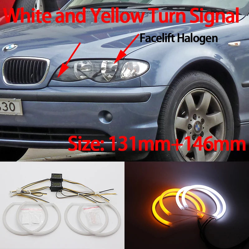 For BMW 3 Series E46 316i 318i 320d 323i 328i 330i 325xi 330d 1998-2005 Excellent LED Cotton Angel Eyes Rings Daytime Light