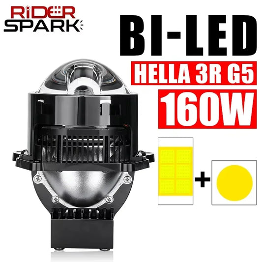 160W Bi-LED Laser Pro Projector Lenses 3 inch Headlight LED Lamp For Hella 3R G5 Frame Car Styling Retrofit High/Low Beam Lens